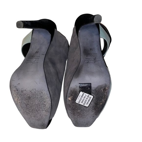 Aperlai Nero Velluto Color Block Leather Suede High Heels EU39 8.5 Stiletto - Picture 5 of 13